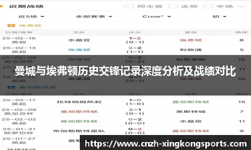 曼城与埃弗顿历史交锋记录深度分析及战绩对比
